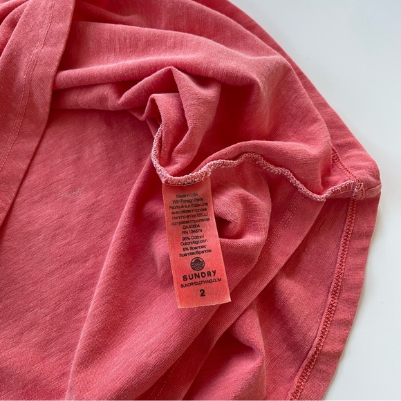 Anthropologie SUNDRY Women's Peachy Orange Ruched T-shirt Dress Mini MEDIUM NWT - Picture 6 of 8